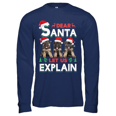 Dear Santa Funny German Shepherd Puppies Christmas Gift-T-Shirt & Hoodie-Long Sleeve T-Shirt-Navy