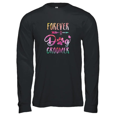 Dog Paw Hairstylist Forever A Dog Groomer For Women-T-Shirt & Tank Top-Long Sleeve T-Shirt-Black