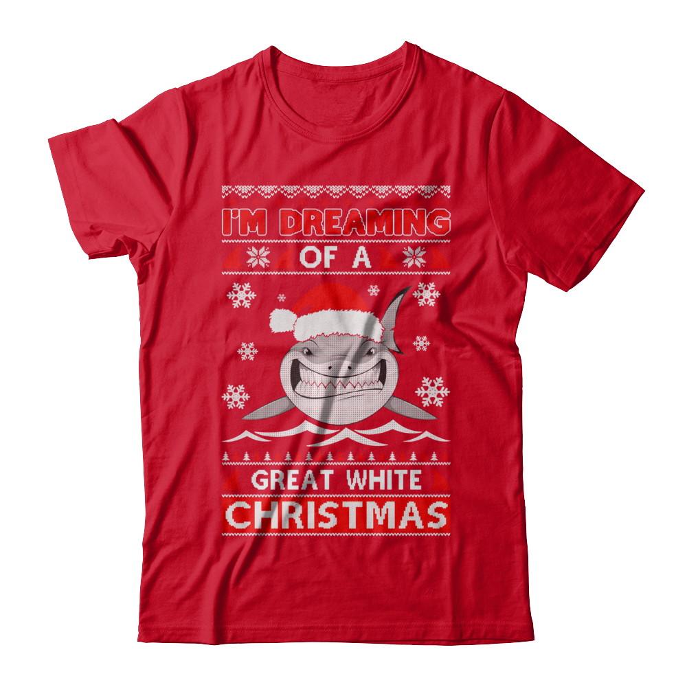 I'm Dreaming Of A Great White Christmas Shark Sweater-T-Shirt & Sweatshirt-Premium T-Shirt-Red