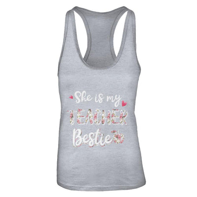 She Is My Teacher Bestie Funny Students-T-Shirt & Tank Top-Women's Ideal Racerback Tank-Heather Grey