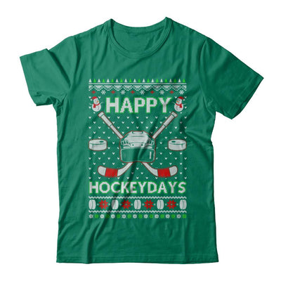 Happy Hockeydays Hockey Ugly Christmas Sweater-T-Shirt & Sweatshirt-Classic T-Shirt-Kelly Green
