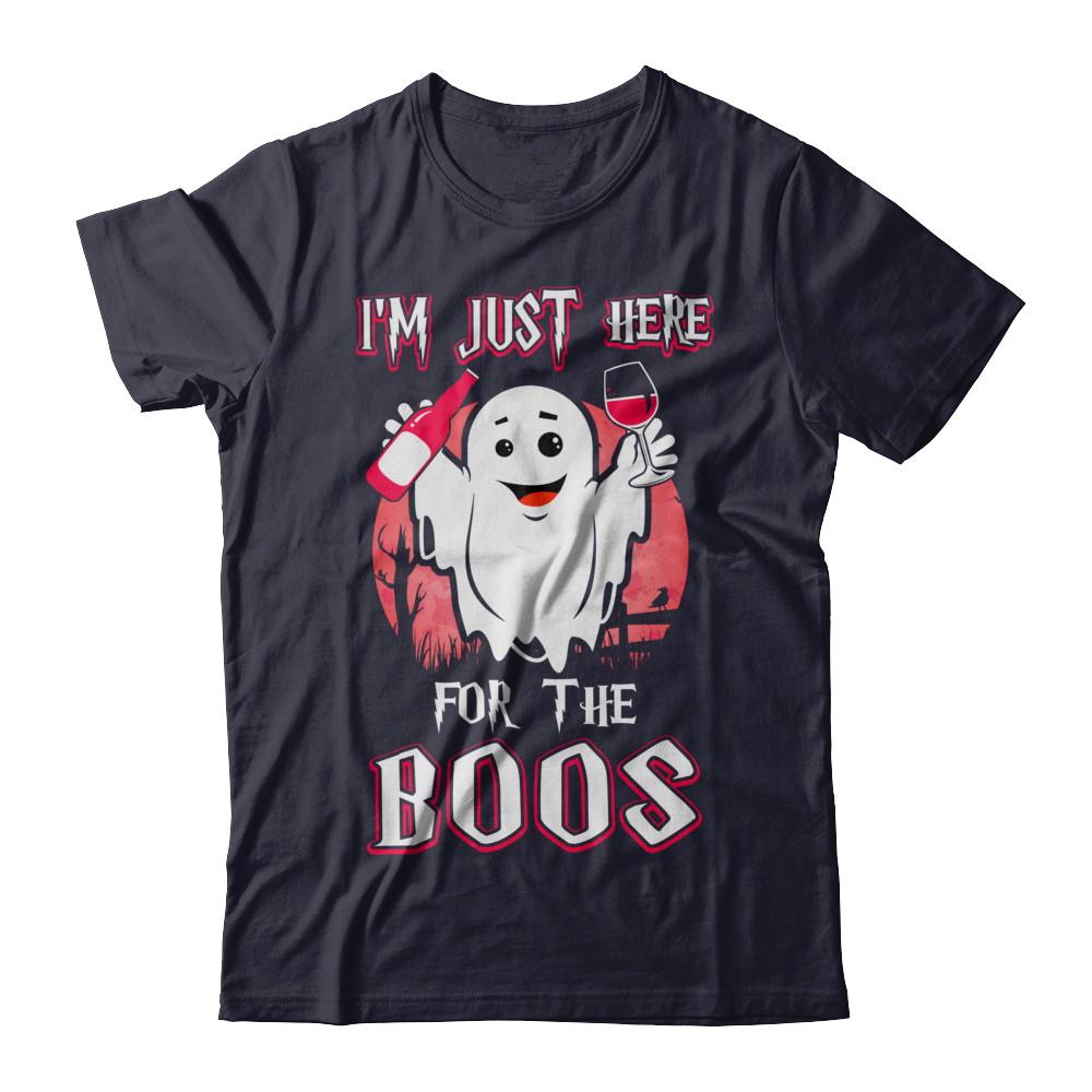 I'm Just Here For The Boos Halloween Wine-T-Shirt & Hoodie-Premium T-Shirt-Midnight Navy