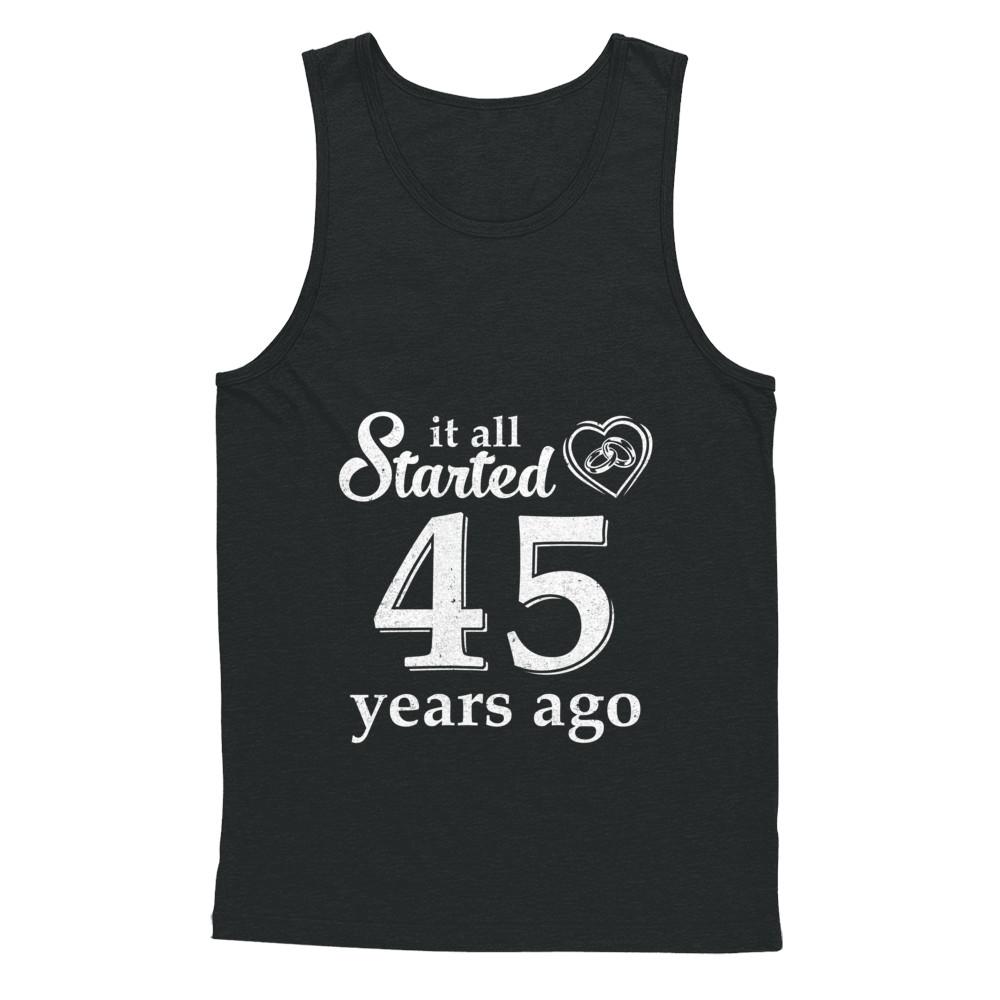 45Th Wedding Anniversary Married Couples 1976 Husband Wife-T-Shirt & Hoodie-Unisex Tank-Black
