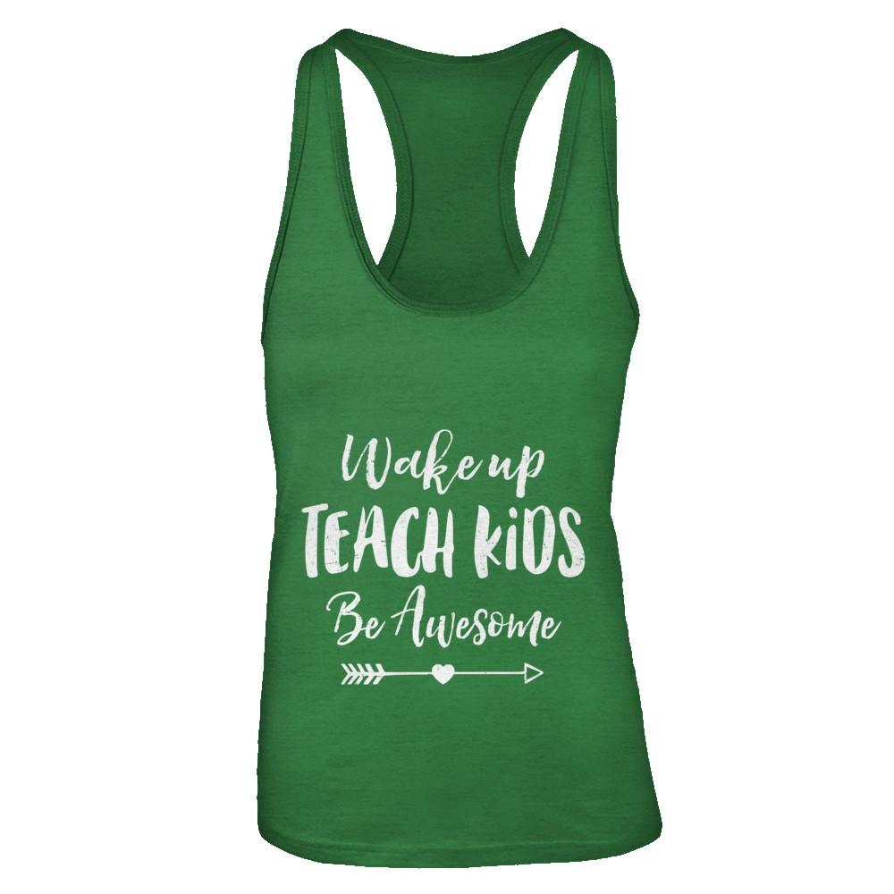 Wake Up Teach Kids Be Awesome-T-Shirt & Tank Top-Women's Ideal Racerback Tank-Kelly Green