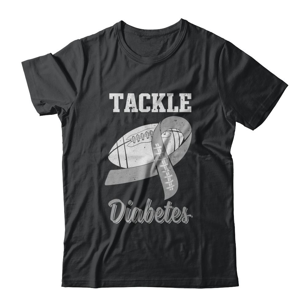 Football Survivor Tackle Gray Diabetes Awareness-T-Shirt & Hoodie-Classic T-Shirt-Black