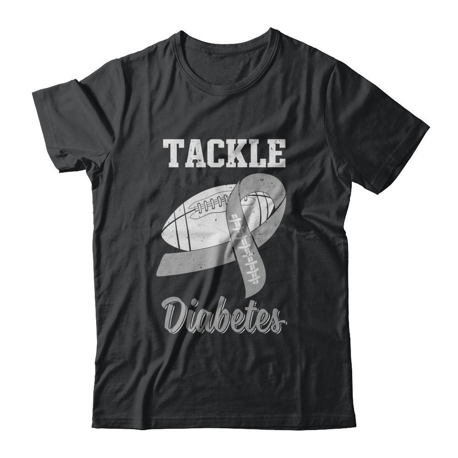 Football Survivor Tackle Gray Diabetes Awareness-T-Shirt & Hoodie-Classic T-Shirt-Black