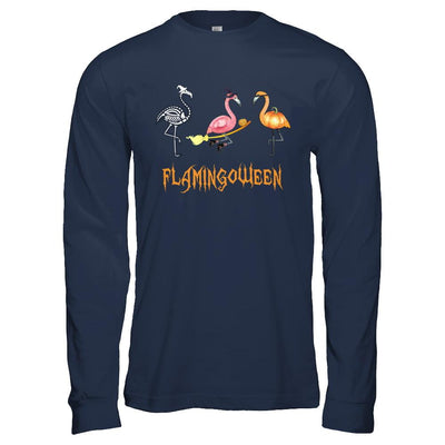 Funny Flamingo Halloween Flamingoween-T-Shirt & Hoodie-Long Sleeve T-Shirt-Navy