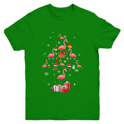 Santa Flamingo Christmas Tree Gift Youth-Youth Shirt-Youth T-Shirt-Irish Green