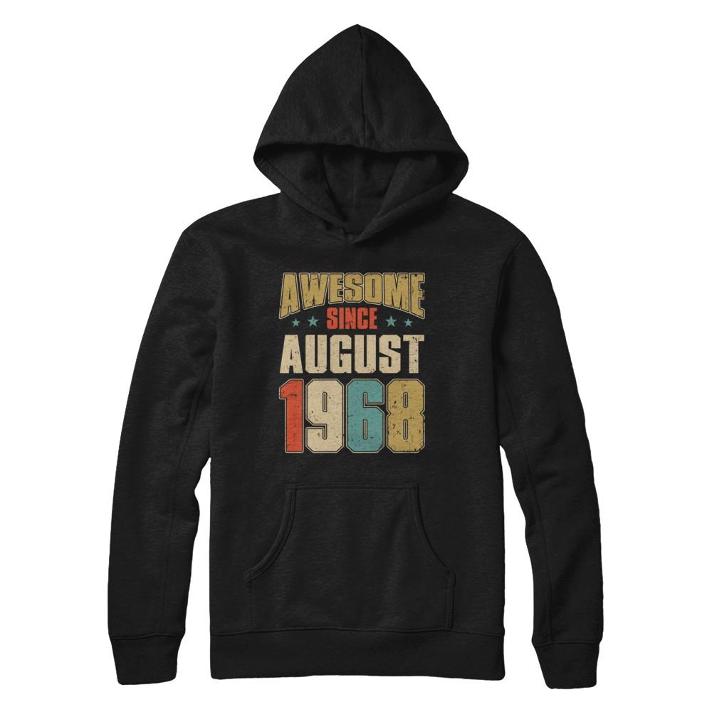 Vintage Retro Awesome Since August 1968 53th Birthday-T-Shirt & Hoodie-Pullover Hoodie-Black