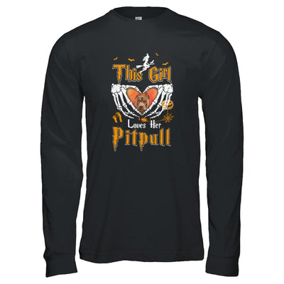 This Girl Love Her Dog Pit bull Halloween-T-Shirt & Tank Top-Long Sleeve T-Shirt-Black
