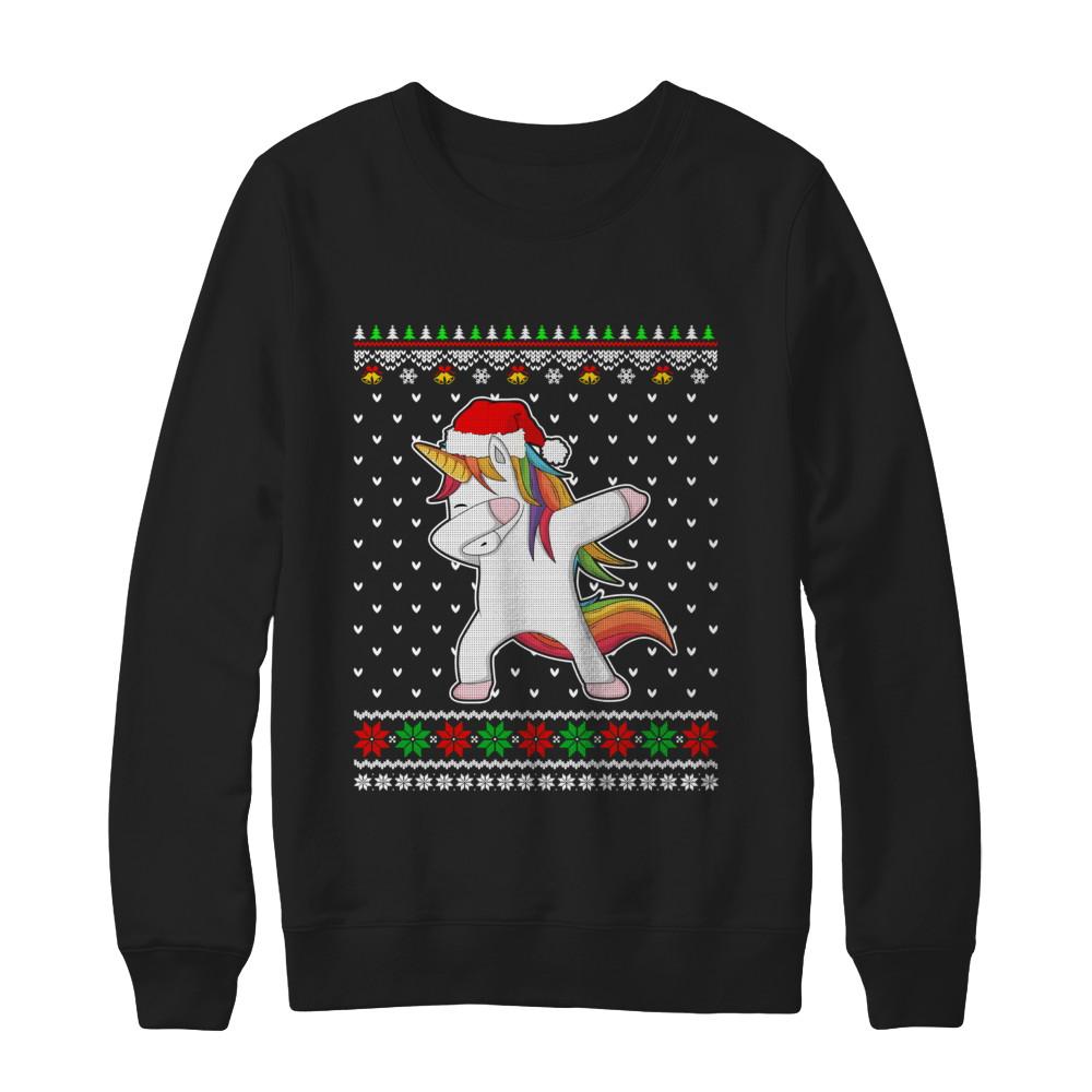 Dabbing Tangled Lights Ugly Christmas Sweater Girls-T-Shirt & Sweatshirt-Crewneck Sweatshirt-Black