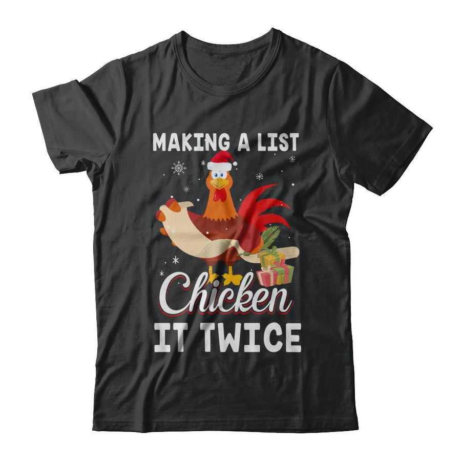 Chicken It Twice Funny Chicken Christmas-T-Shirt & Sweatshirt-Classic T-Shirt-Black