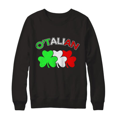 Italian O'talian Italy Flag Italia St Patricks Day-T-Shirt & Hoodie-Crewneck Sweatshirt-Black