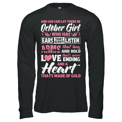 And God Said Let There Be October Girl Ears Arms Love Heart-T-Shirt & Hoodie-