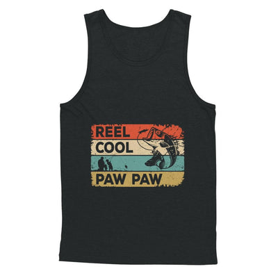 Vintage Reel Cool Paw Paw Fish Fishing Fathers Day-T-Shirt & Hoodie-Unisex Tank-Black
