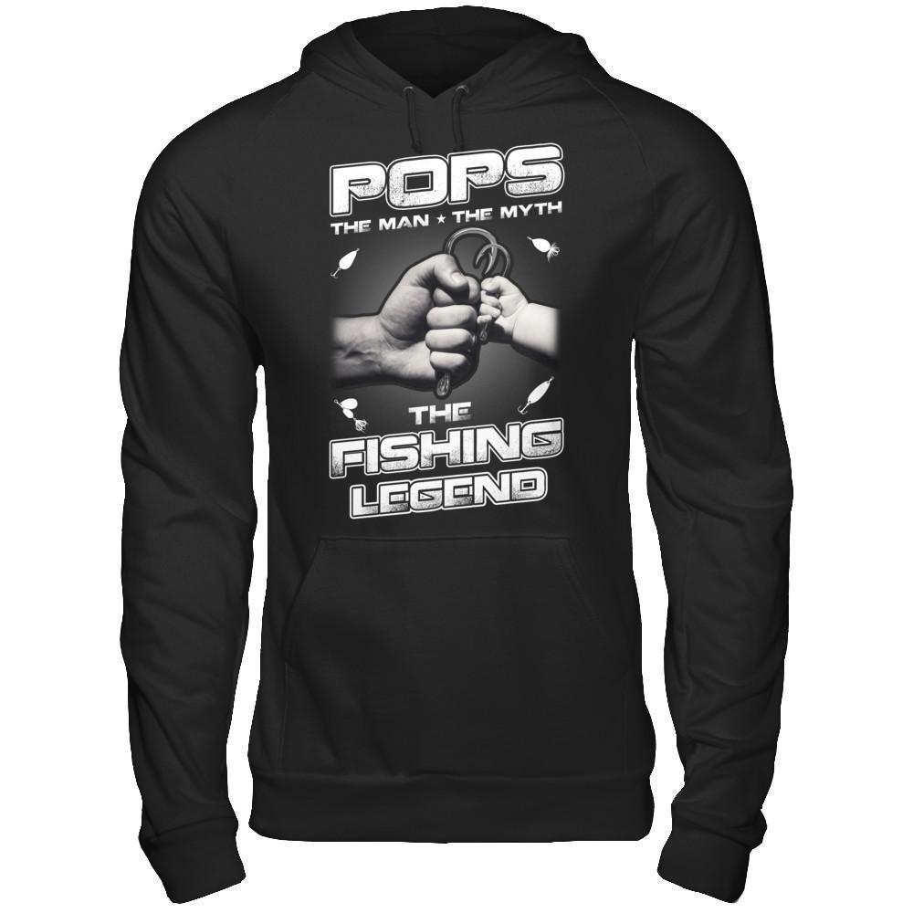 Pops The Man The Myth The Fishing Legend-T-Shirt & Hoodie-Pullover Hoodie-Black