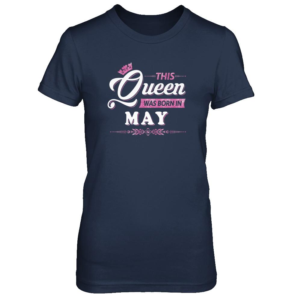 This Queen Was Born In May-T-Shirt & Tank Top-Women's T-Shirt-Navy