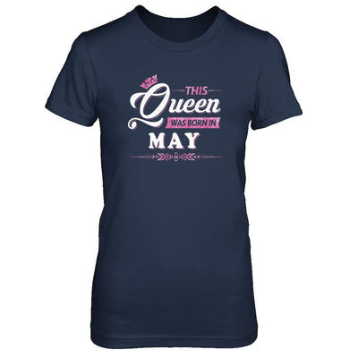 This Queen Was Born In May-T-Shirt & Tank Top-Women's T-Shirt-Navy
