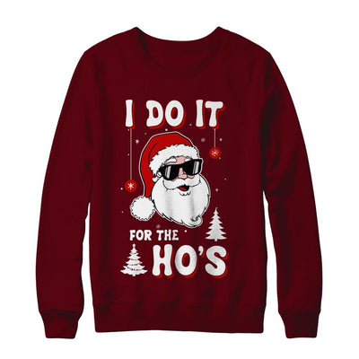 Funny Christmas Santa Ho Gift Cute Xmas Santa Naughty-T-Shirt & Sweatshirt-Crewneck Sweatshirt-Maroon