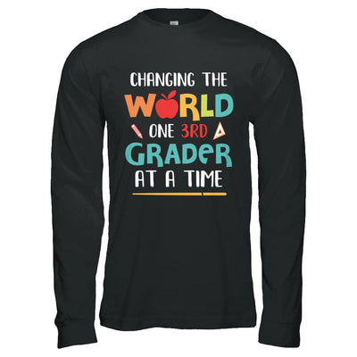 Changing The World One 3rd Grader Back To School Teacher-T-Shirt & Hoodie-Long Sleeve T-Shirt-Black