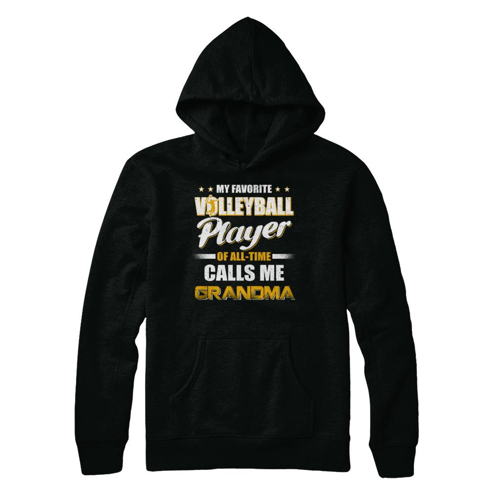 My Favorite Volleyball Player Calls Me Grandma Volleyball-T-Shirt & Hoodie-Pullover Hoodie-Black