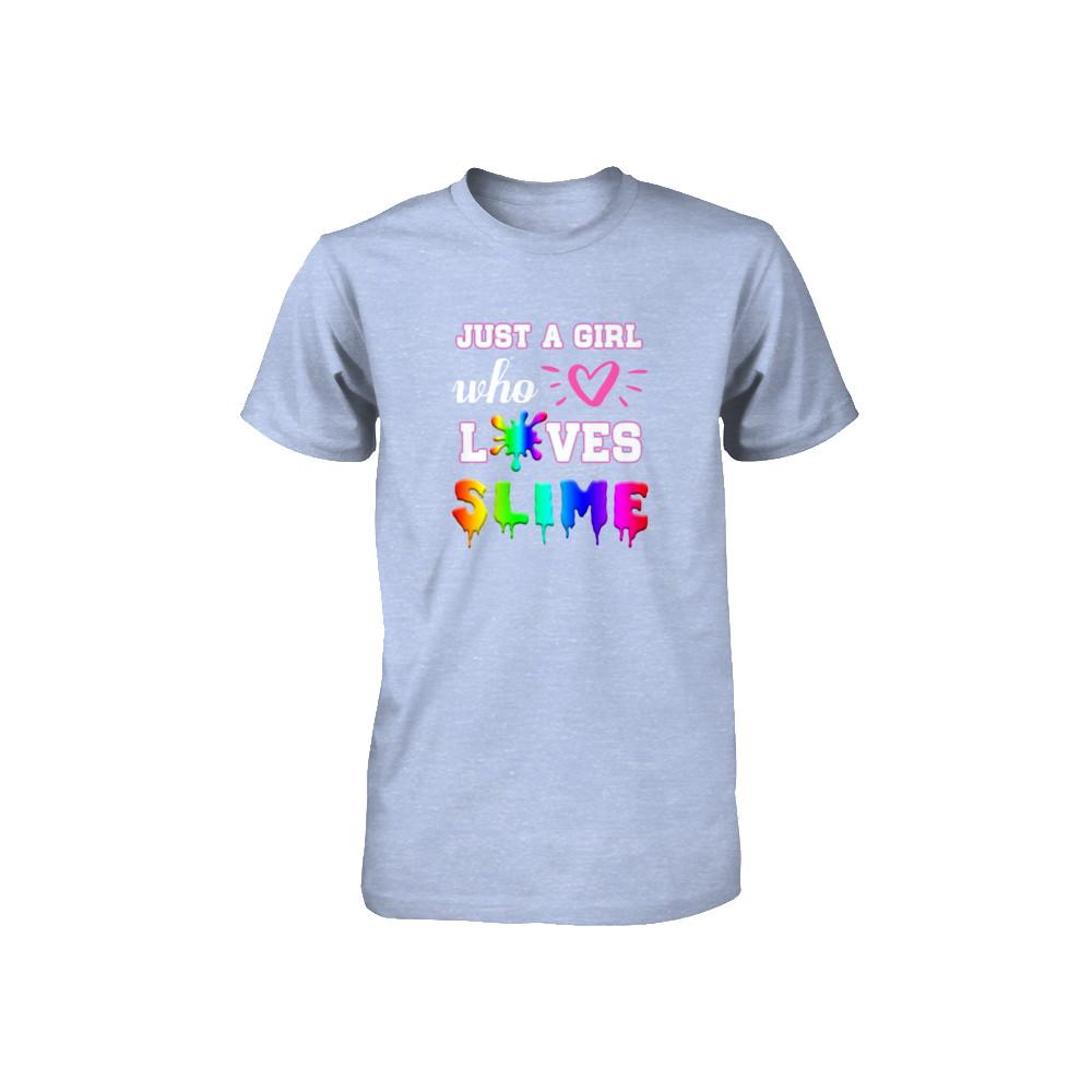 Just A Girl Who Loves Slime Youth-Youth Shirt-Youth T-Shirt-Blue Triblend