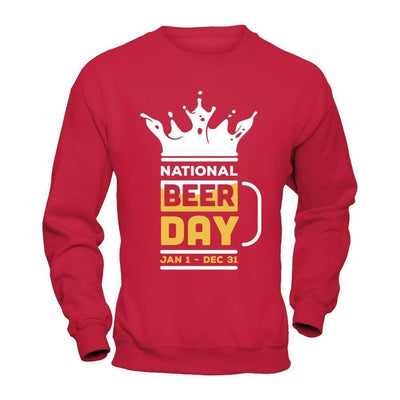 National Beer Day Jan 1 Dec 31-T-Shirt & Hoodie-Crewneck Sweatshirt-Red