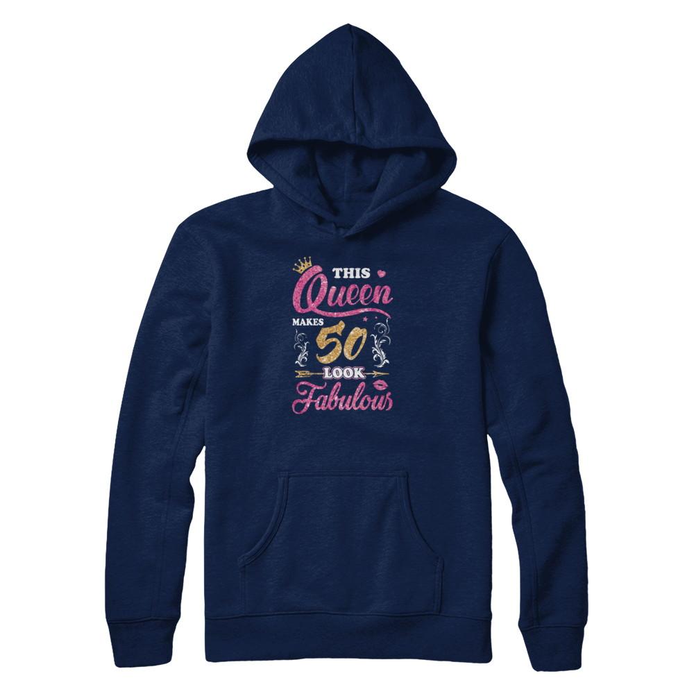 This Queen Makes 50 Look Fabulous 1971 50th Birthday-T-Shirt & Tank Top-Pullover Hoodie-Navy