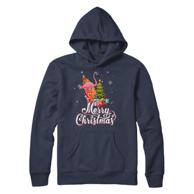 Flamingo Christmas Gift Merry Christmas Flamingo-T-Shirt & Sweatshirt-Pullover Hoodie-Navy