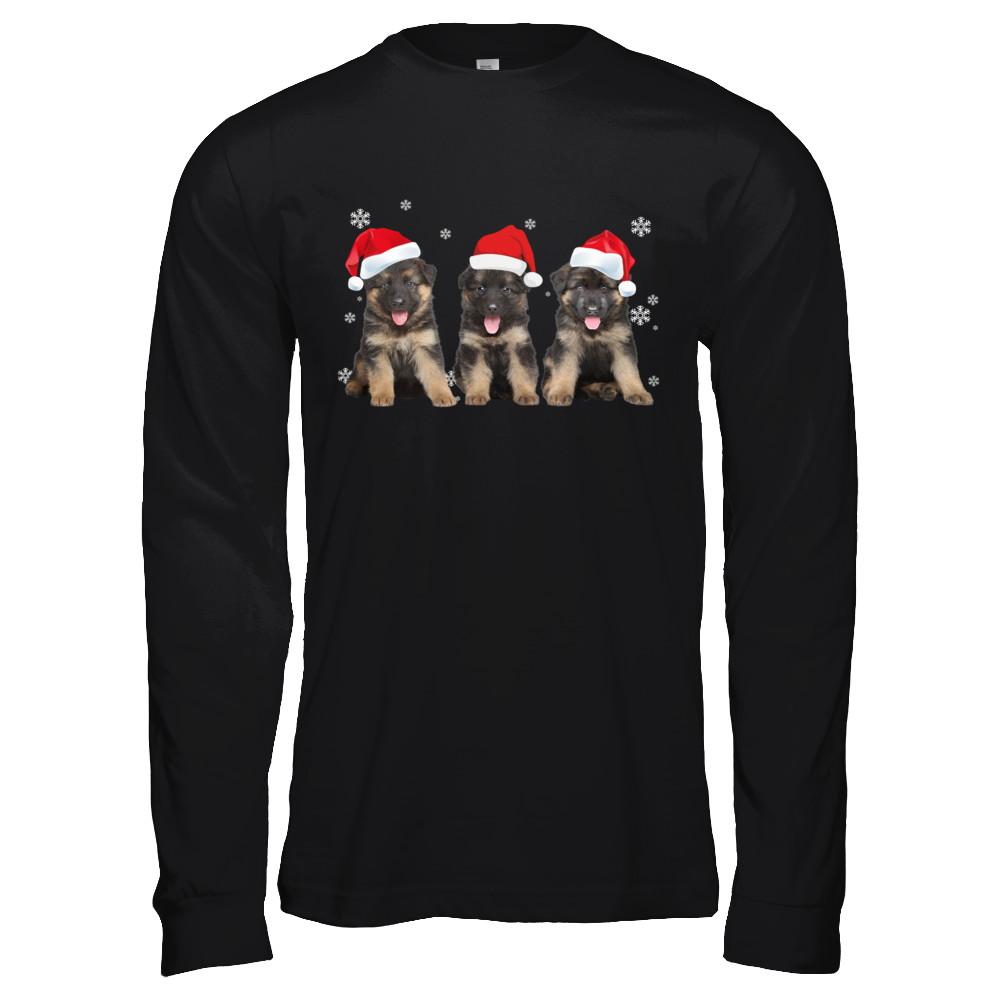 Funny German Shepherd Puppies Christmas Dog Gift-T-Shirt & Hoodie-Long Sleeve T-Shirt-Black