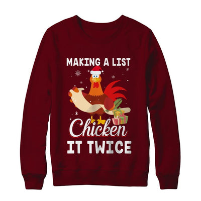 Chicken It Twice Funny Chicken Christmas-T-Shirt & Sweatshirt-Crewneck Sweatshirt-Maroon