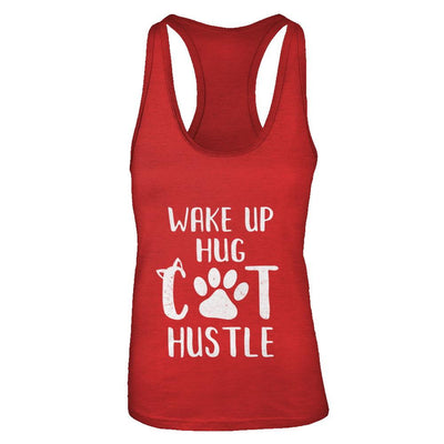 Wake Up Hug Cat Hustle Cats Lover Gift-T-Shirt & Tank Top-Women's Ideal Racerback Tank-Red
