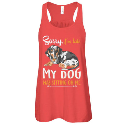 Sorry I'm Late My Dachshund Was Sitting On Me Funny Dog-T-Shirt & Tank Top-Women's Flowy Racerback Tank-Red