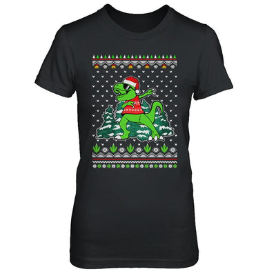 Funny Dab Dabbing Dinosaur Ugly Christmas Sweater Xmas-T-Shirt & Sweatshirt-Women's T-Shirt-Black