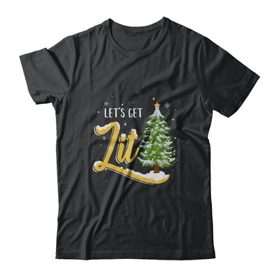 Let's Get Lit Funny Christmas Tree Drinking Beer-T-Shirt & Sweatshirt-Classic T-Shirt-Black