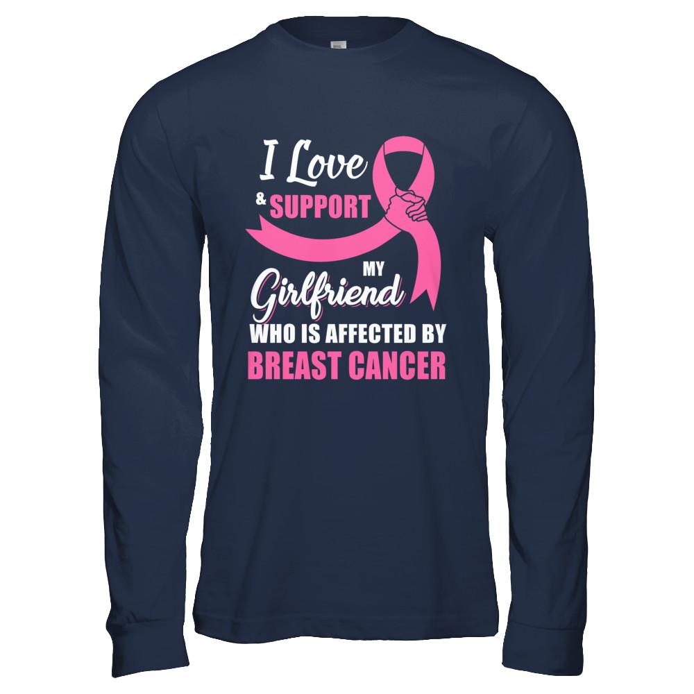 Breast Cancer Awareness Support Pink Girlfriend Boyfriend-T-Shirt & Hoodie-Long Sleeve T-Shirt-Navy