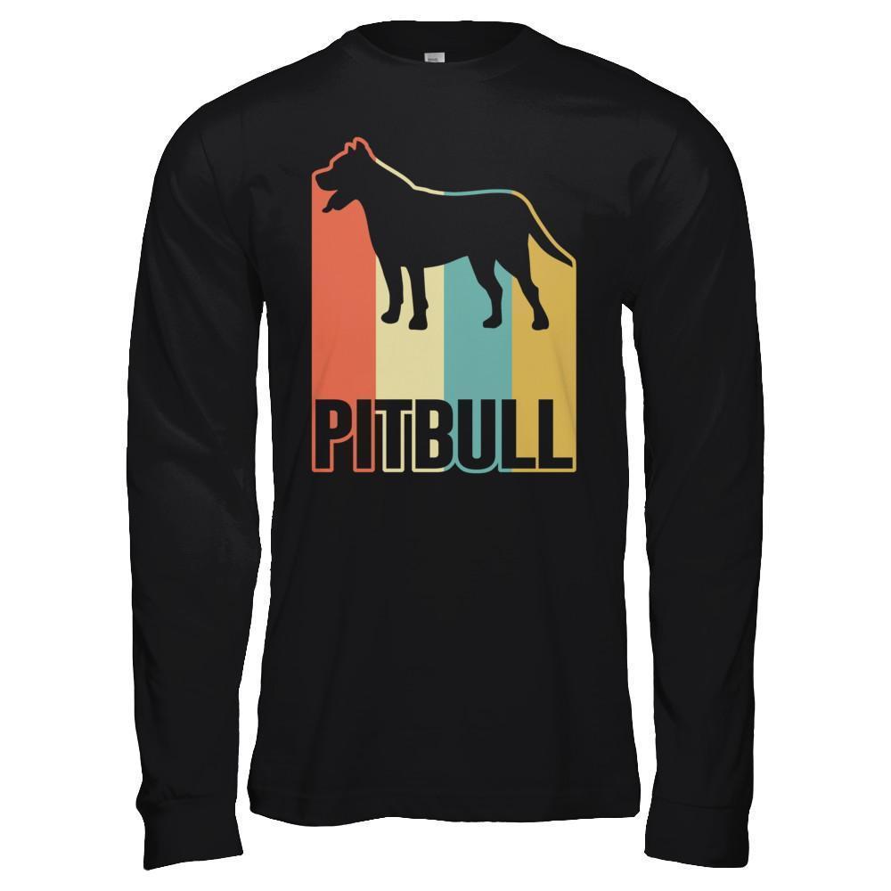 Classic Vintage Retro Style Pitbull Dog-T-Shirt & Hoodie-Long Sleeve T-Shirt-Black