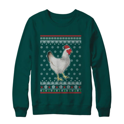 Pajamas Chicken With Santa Hat Ugly Christmas Sweater-T-Shirt & Sweatshirt-Crewneck Sweatshirt-Deep Forest