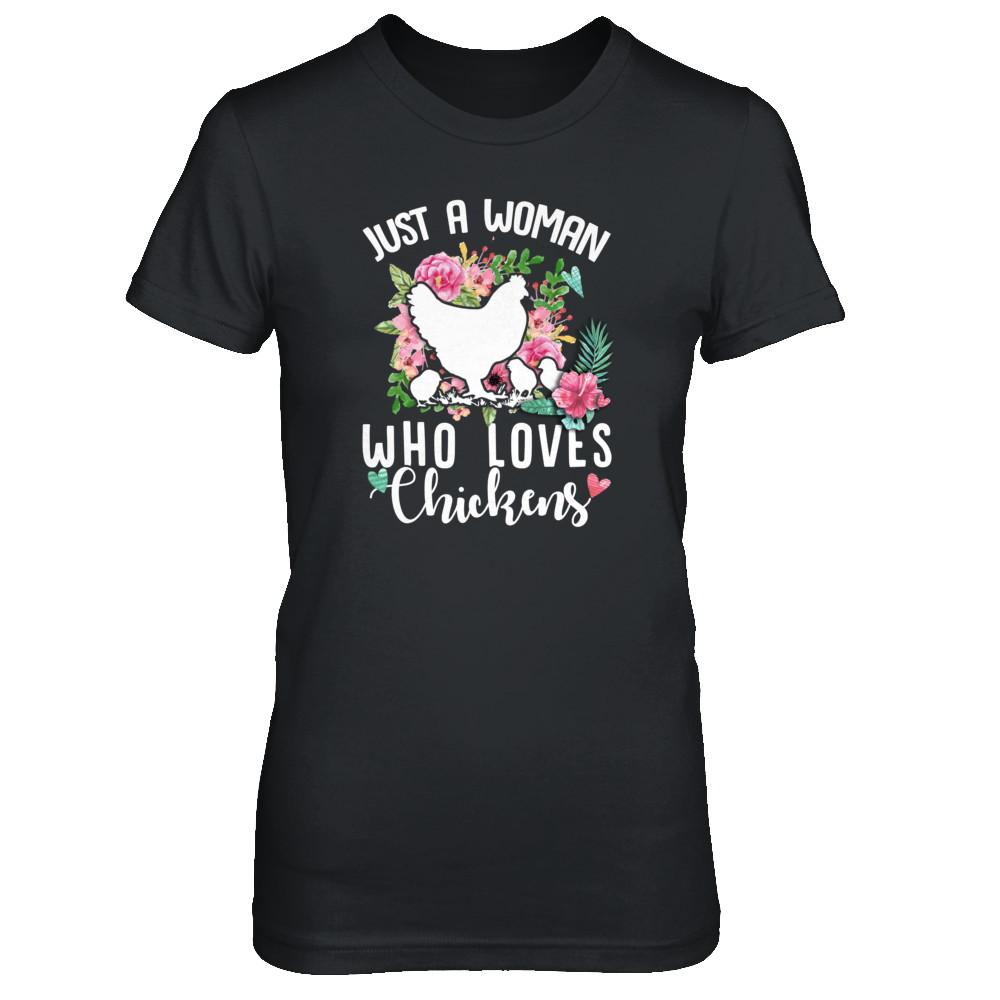 Just A Woman Who Loves Chickens-T-Shirt & Tank Top-Women's T-Shirt-Black