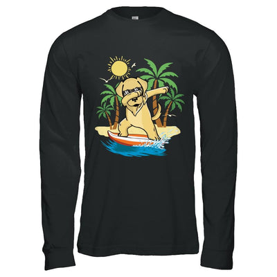 Summer Vacation Dabbing Golden Retriever Surfing Surfboard Gift-T-Shirt & Hoodie-Long Sleeve T-Shirt-Black