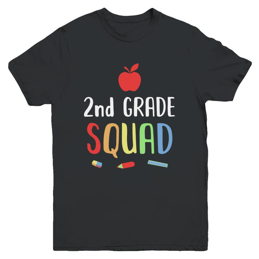 2nd Grade Squad Back To School Teacher Second Grade Youth-Youth Shirt-Youth T-Shirt-Black