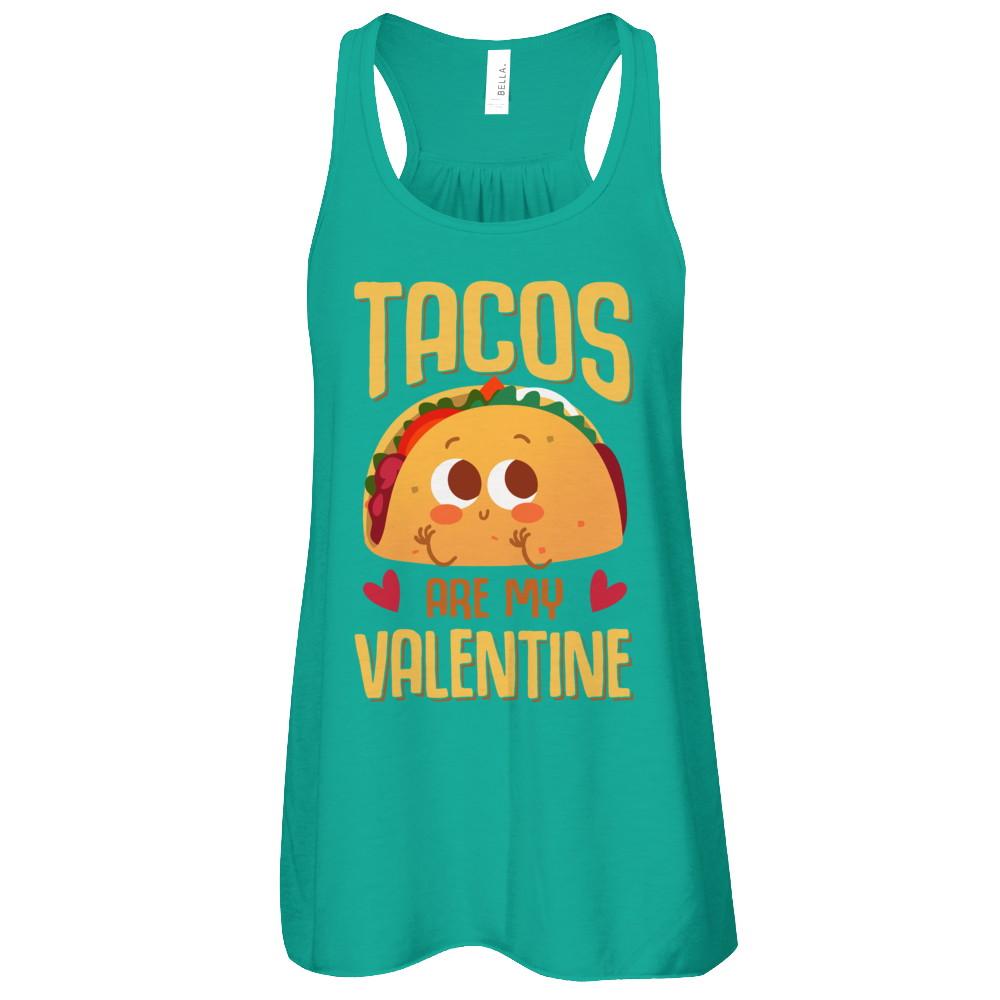 Tacos Are My Valentine Valentine's Lover Day-T-Shirt & Tank Top-Women's Flowy Racerback Tank-Kelly