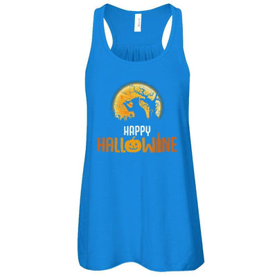 Happy Hallowine Drinking Wine Cat Lover 2017-T-Shirt & Tank Top-Women's Flowy Racerback Tank-True Royal