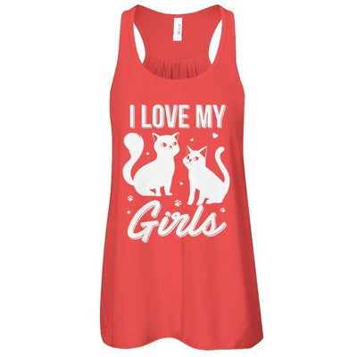 I Love My Girls Funny Cats Lover-T-Shirt & Tank Top-Women's Flowy Racerback Tank-Red