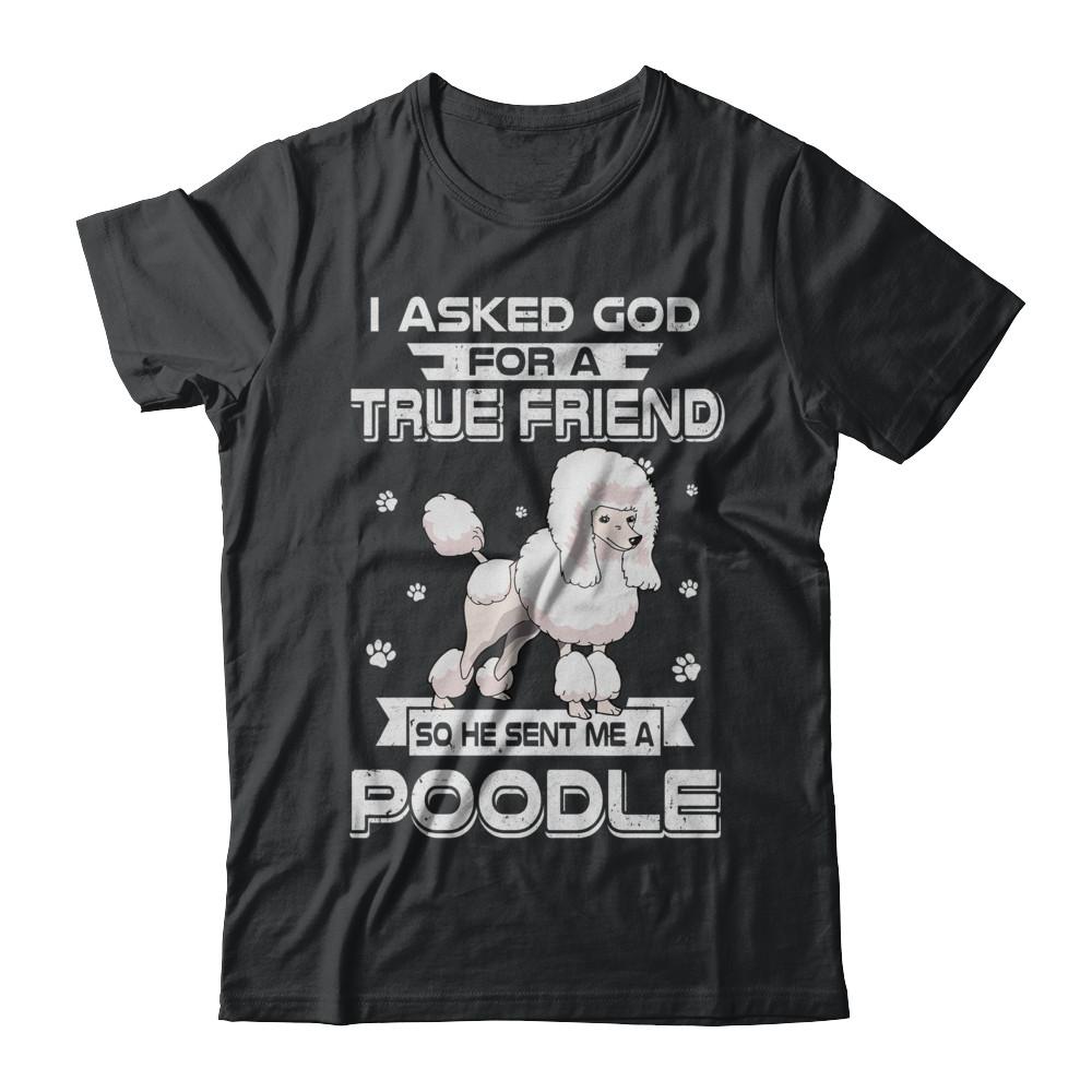I Asked God For A True Friend So Sent Me Poodle Dog-T-Shirt & Hoodie-Classic T-Shirt-Black