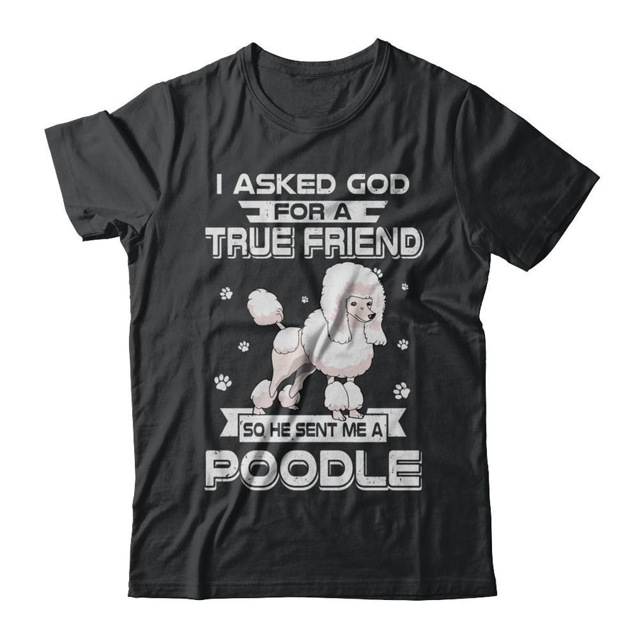 I Asked God For A True Friend So Sent Me Poodle Dog-T-Shirt & Hoodie-Classic T-Shirt-Black