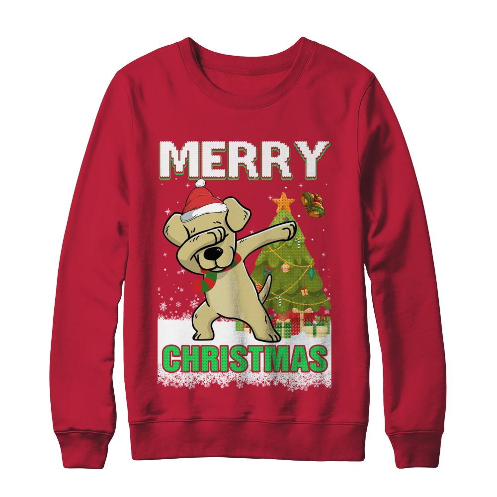 Cute Labrador Claus Merry Christmas Ugly Sweater-T-Shirt & Sweatshirt-Crewneck Sweatshirt-Red