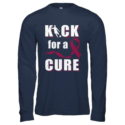 Kick For A Cure Soccer Multiple Myeloma Awareness-T-Shirt & Hoodie-Long Sleeve T-Shirt-Navy