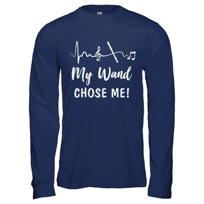 My Wand Chose Me Flute Player Music-T-Shirt & Hoodie-Long Sleeve T-Shirt-Navy