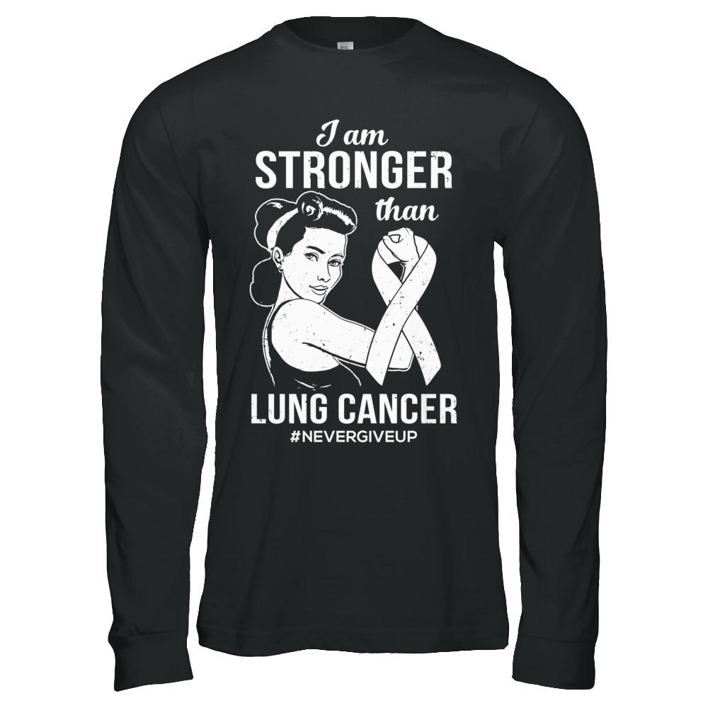 I Am Stronger Than Lung Cancer Awareness Support-T-Shirt & Hoodie-Long Sleeve T-Shirt-Black